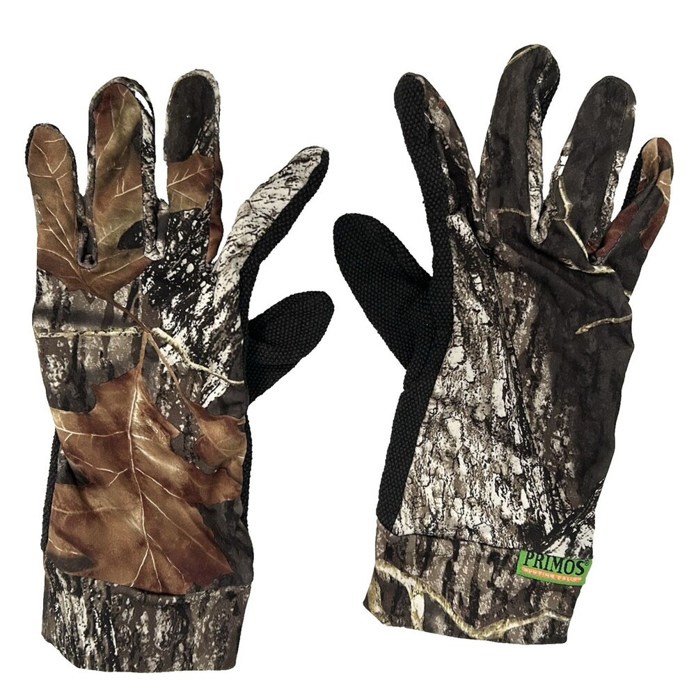Primos Hunting Gloves Camouflage Stretch Fit Black Gripper One Size Logo